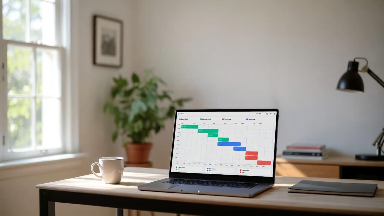 Laptop displaying AI time tracking analytics on a desk