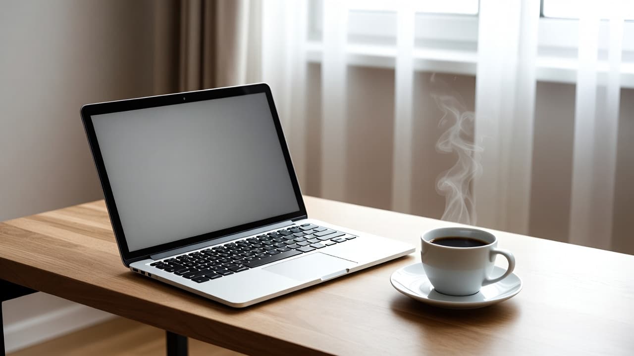 Minimalist workspace with laptop for time tracking