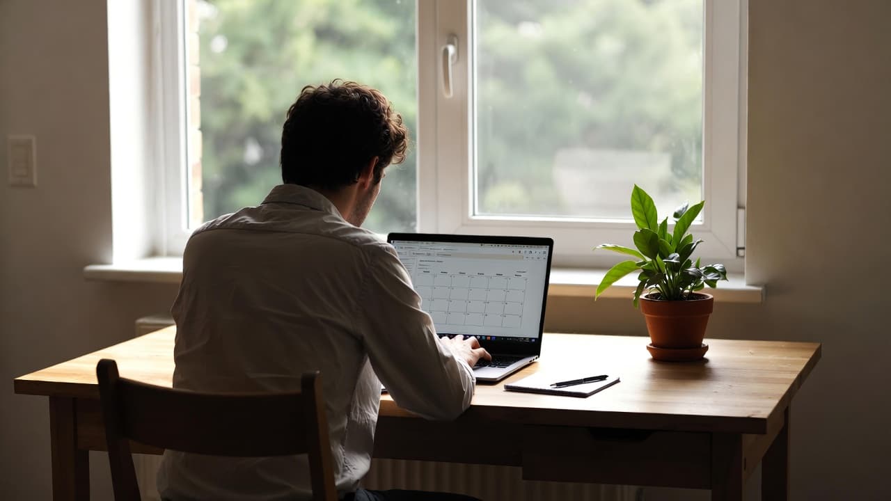 Freelancer using a time tracking system at a desk