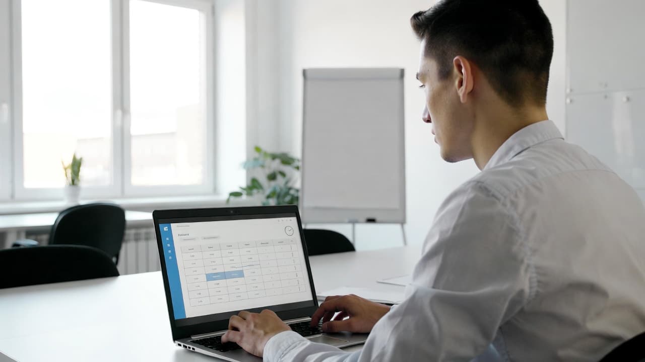 IT trainer preparing a workshop using time tracking software